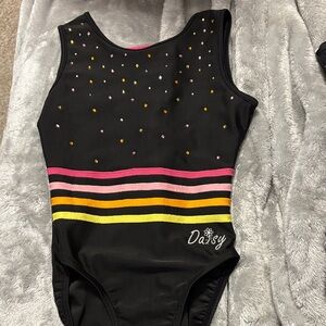 Daisy Black Leotard with Orange and Yellow Stripes